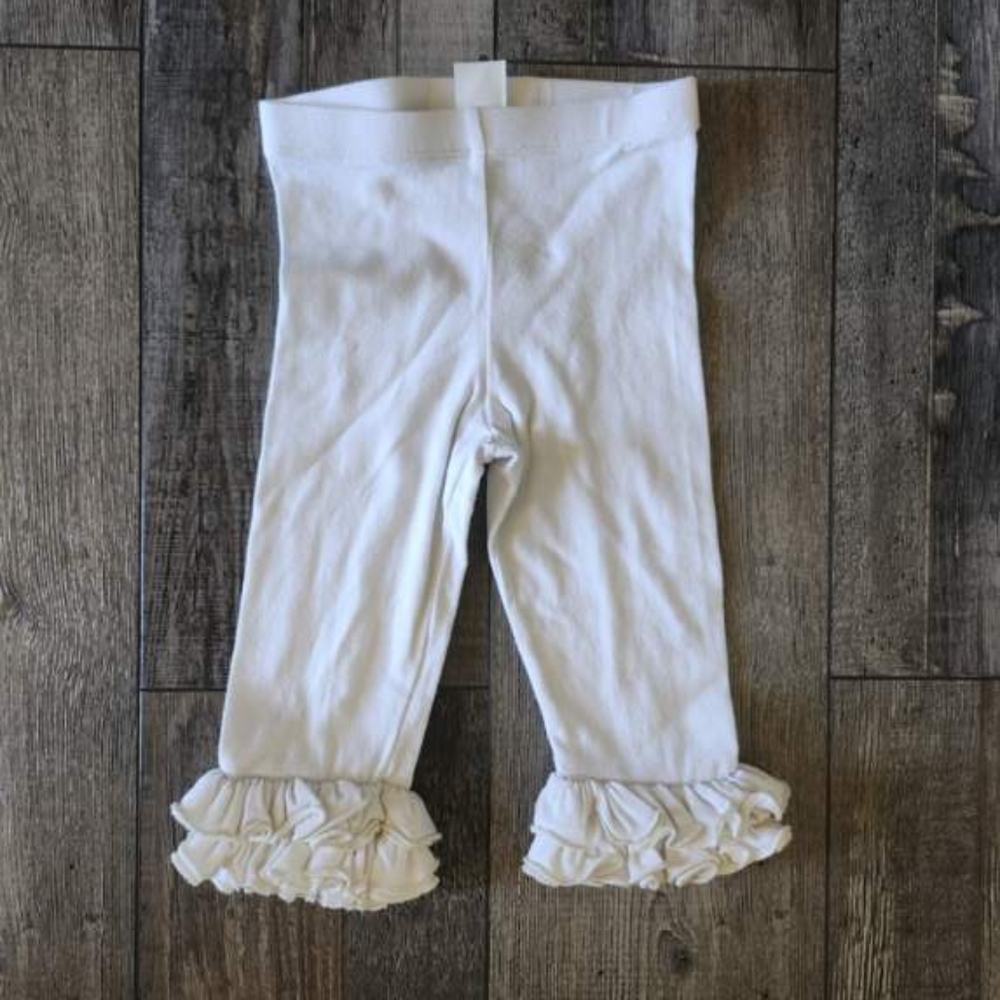 Sweet Honey Ruffle Pants Sweet Honey White Ruffle Hem Leggings Girls 3T EUC